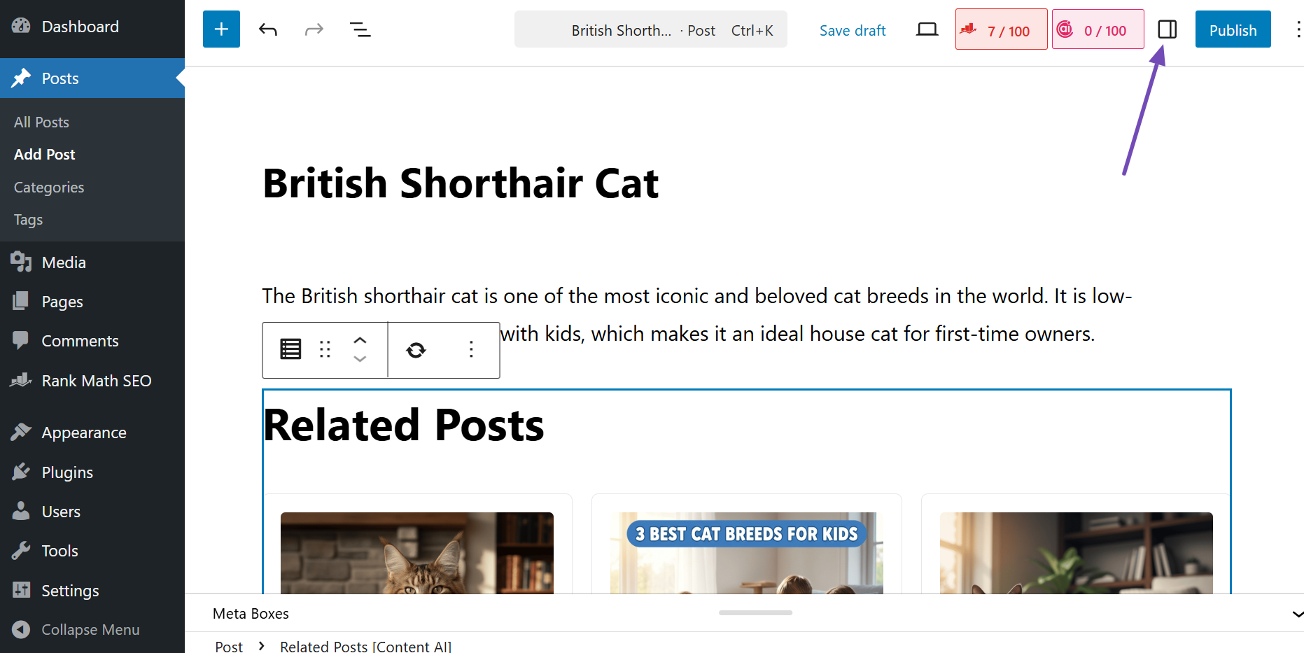 Click on the settings sidebar icon