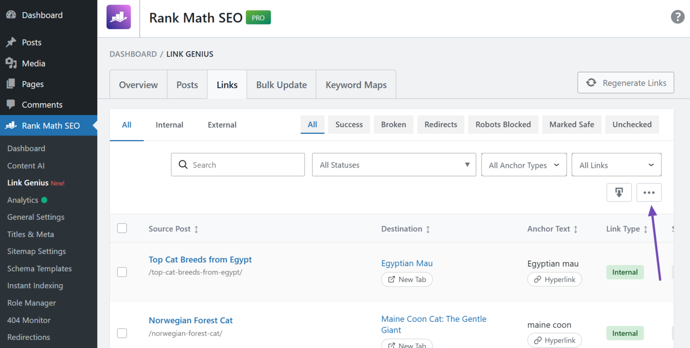 Click the Column visibility column