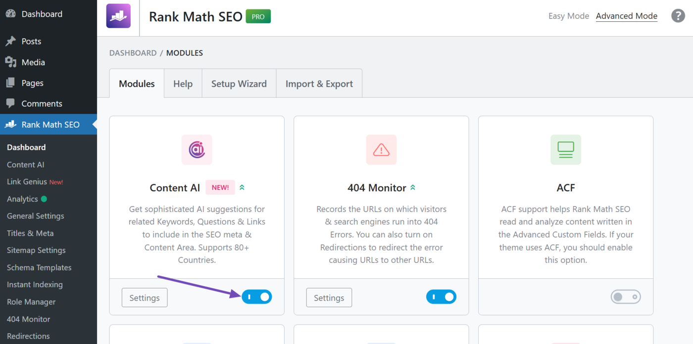 Enable the Content AI module
