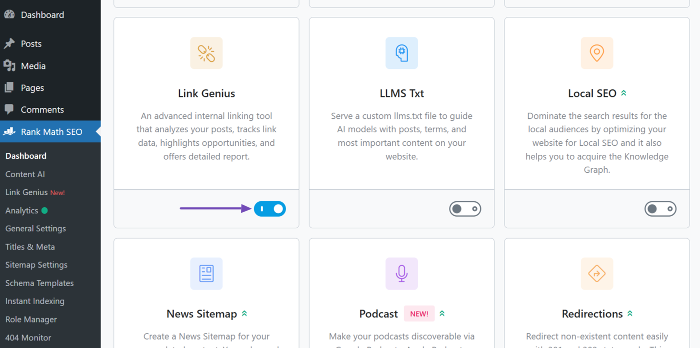 Enable the Link Genius module
