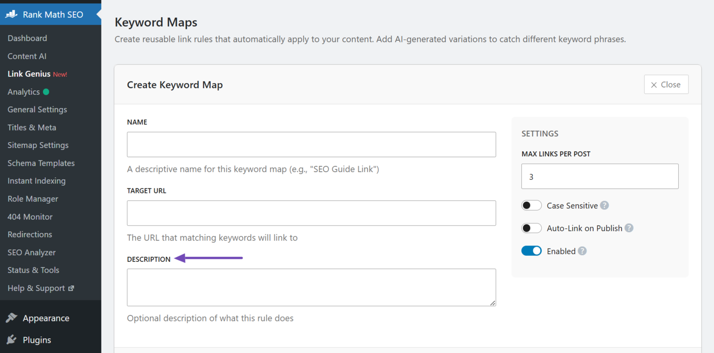 Enter a brief description for the keyword map