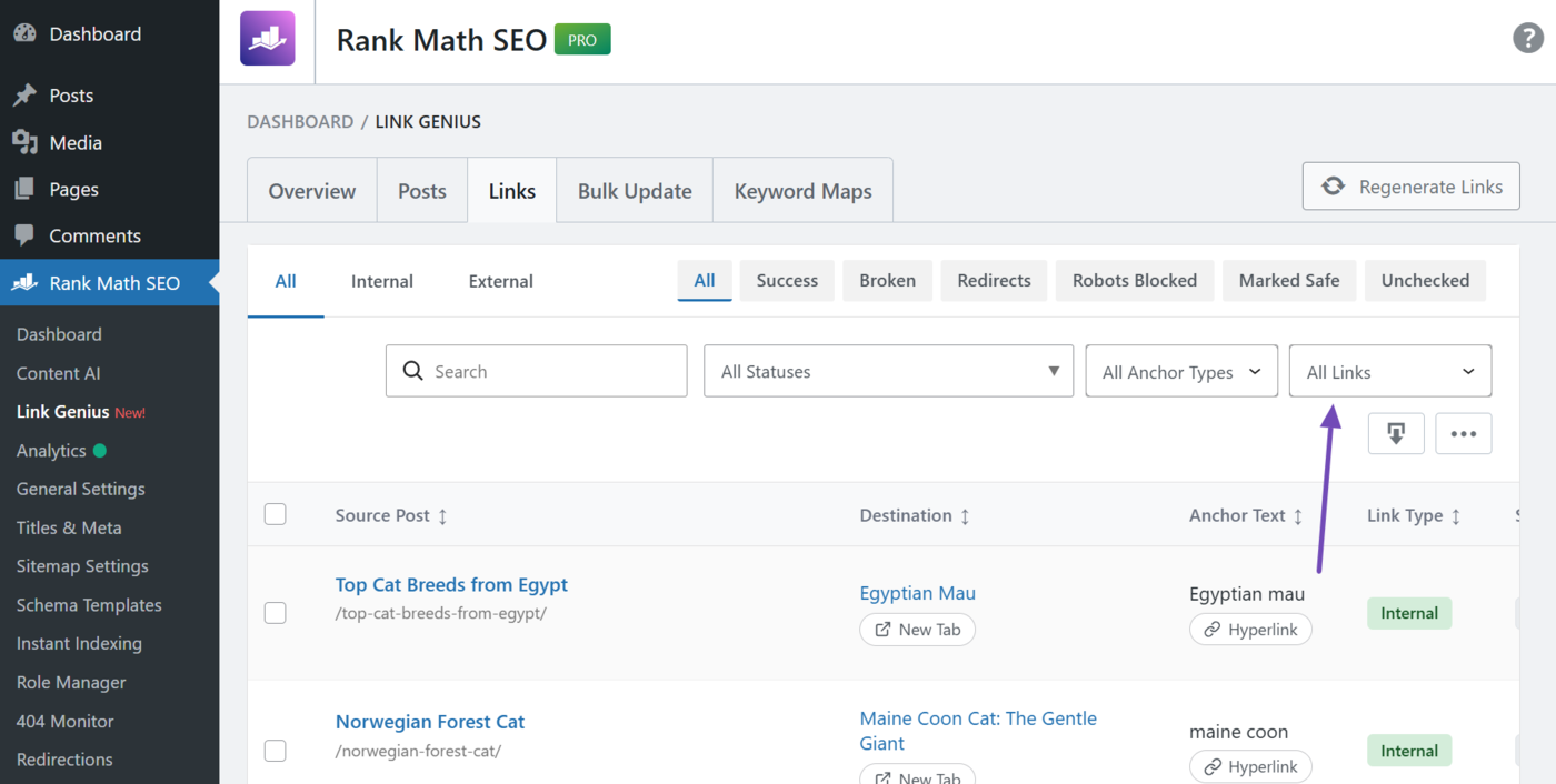 Overview of the nofollow status filter