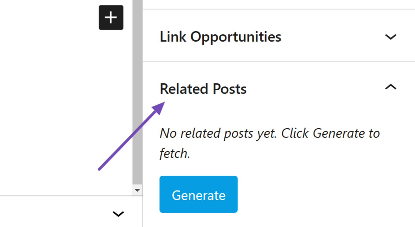 Overview of the related posts panel