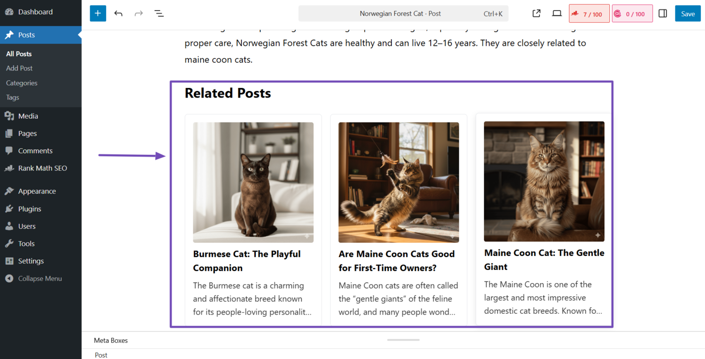 Related posts block