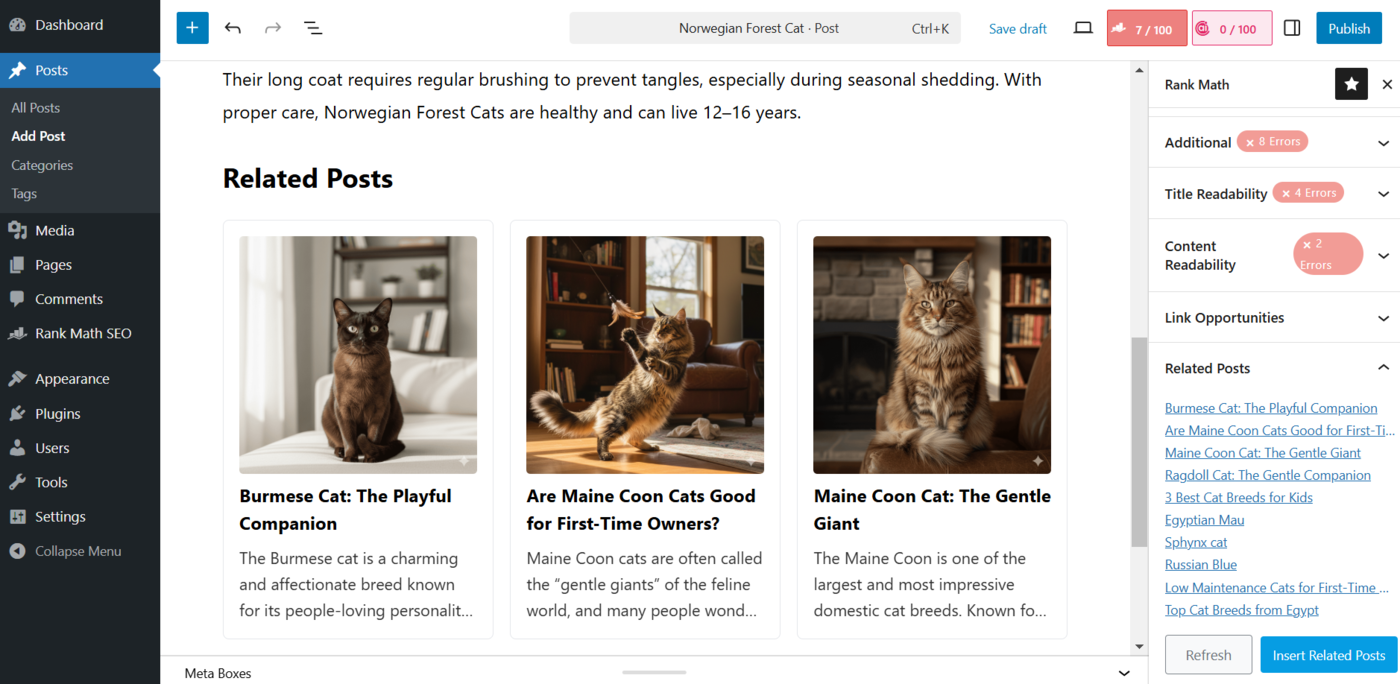 Sample of the related posts block in your content