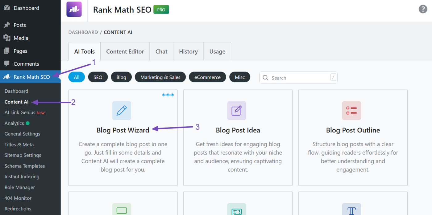 Click on an AI Tool in Content AI