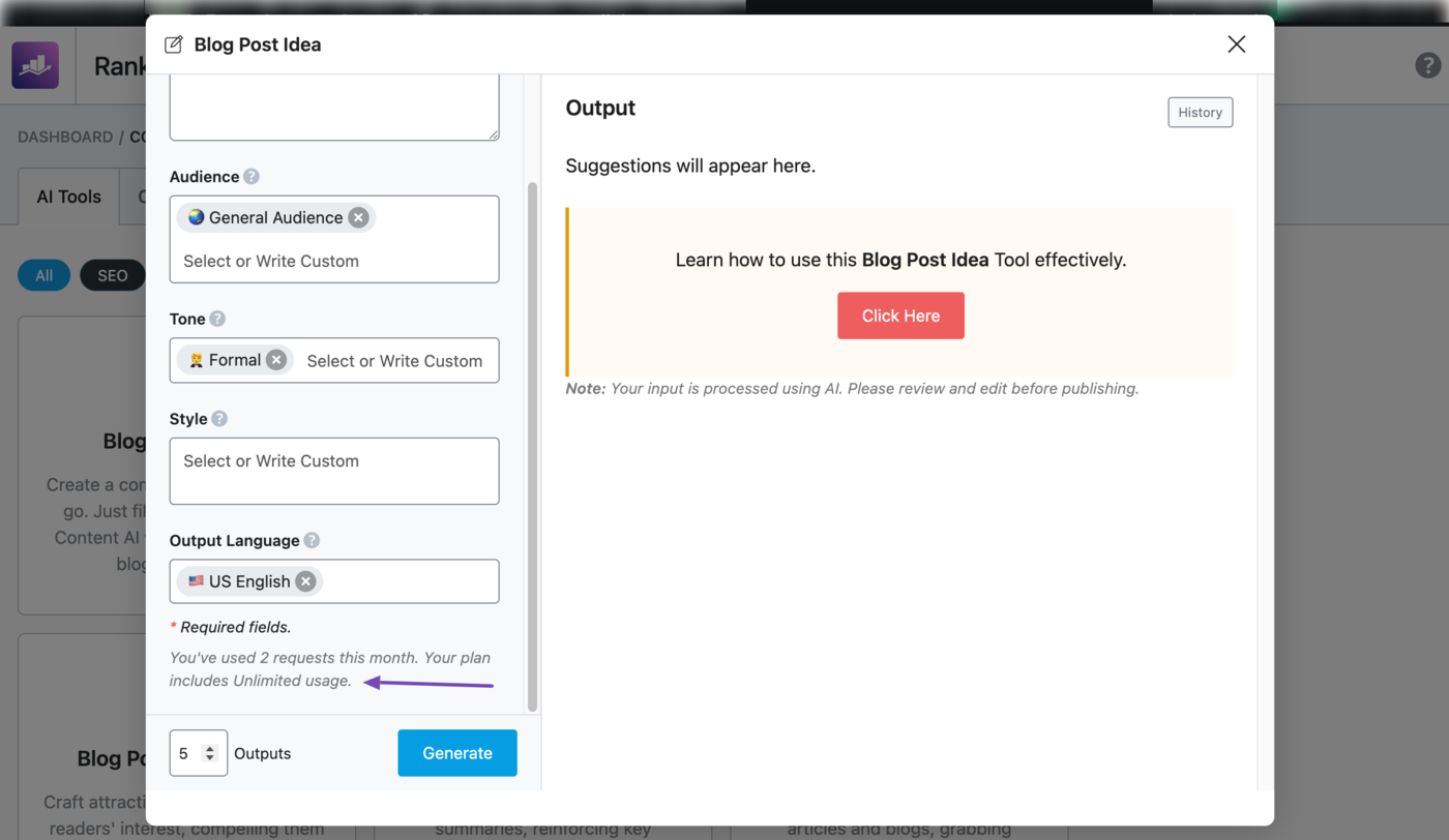 Overview of the feature usage limit in Content AI