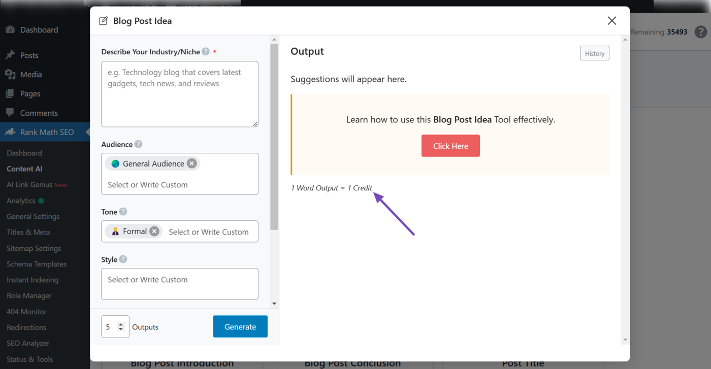 Overview of the one word per credit in Content AI