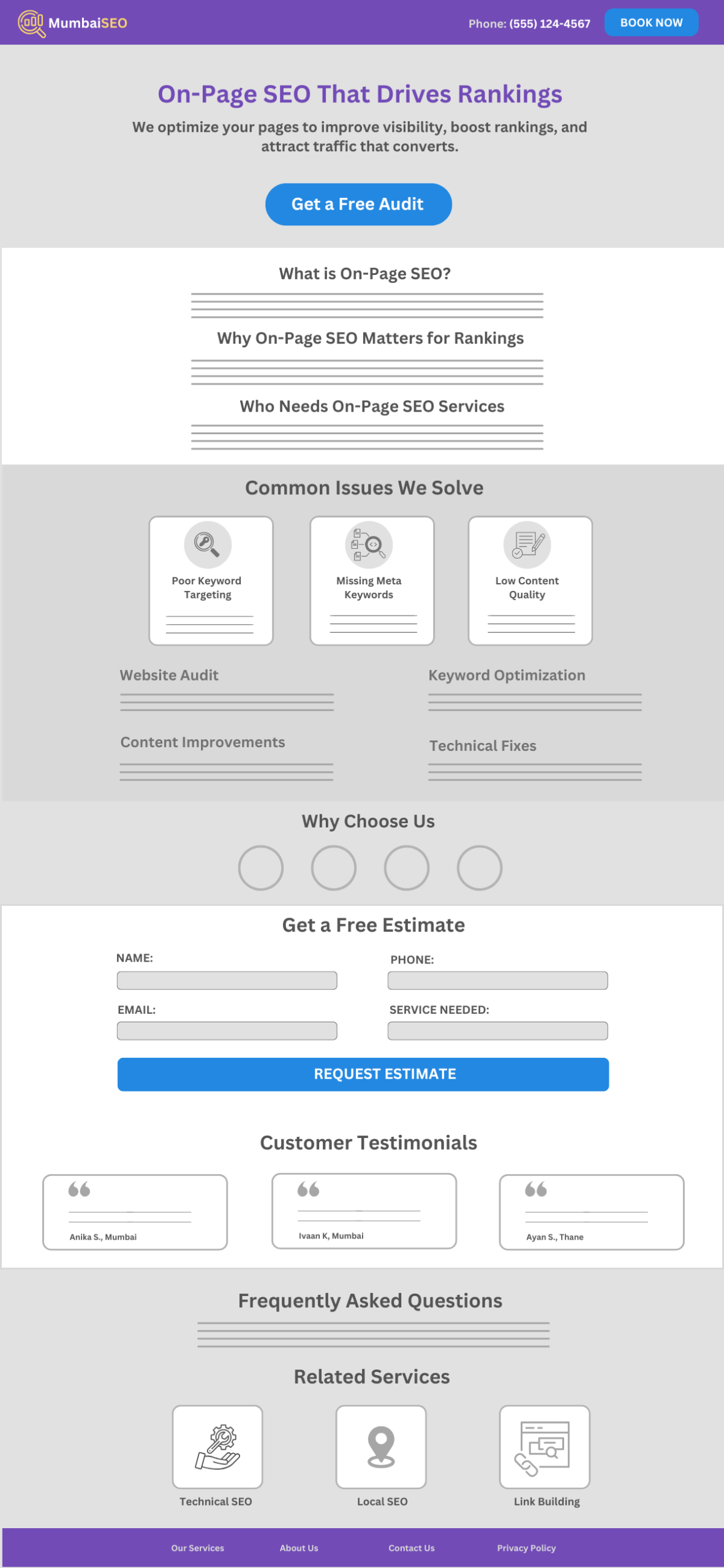 Service Page SEO page structure