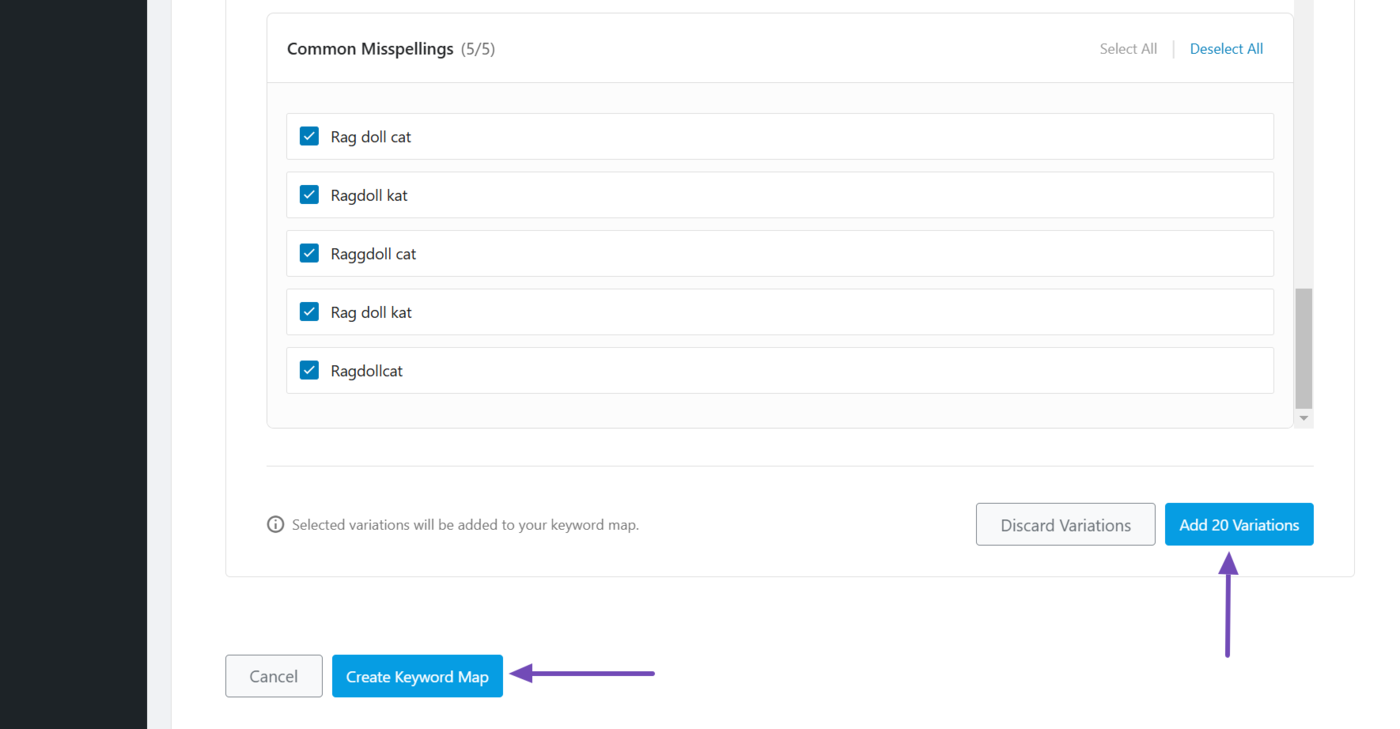 Click Create keyword map