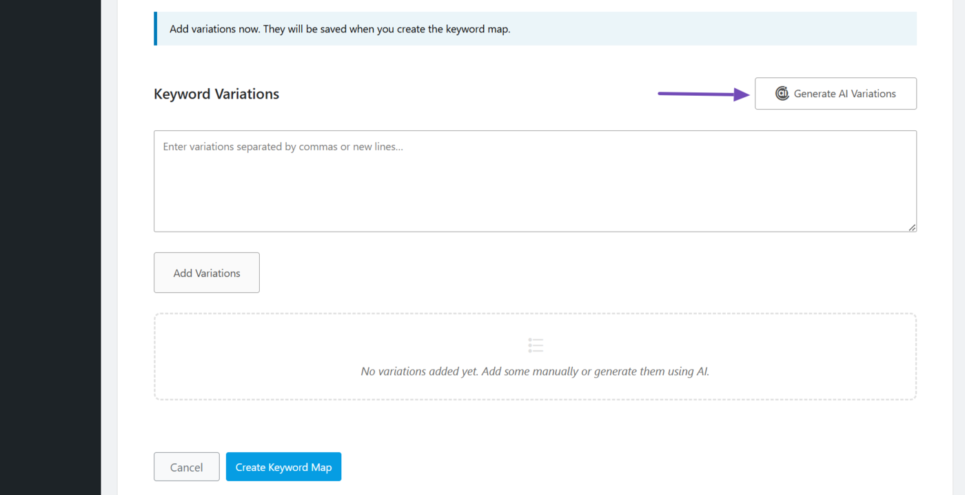 Click the Generate AI variations button