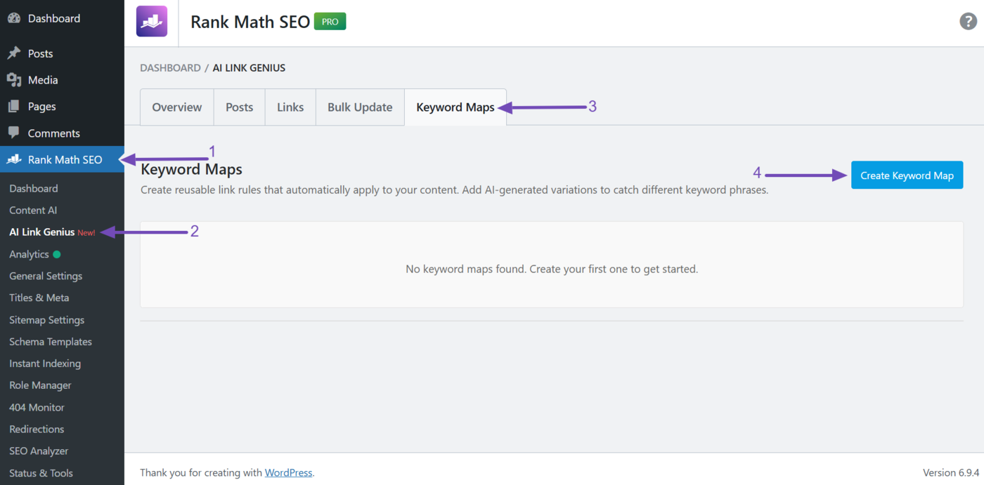 Head to Keyword Map in AI Link Genius
