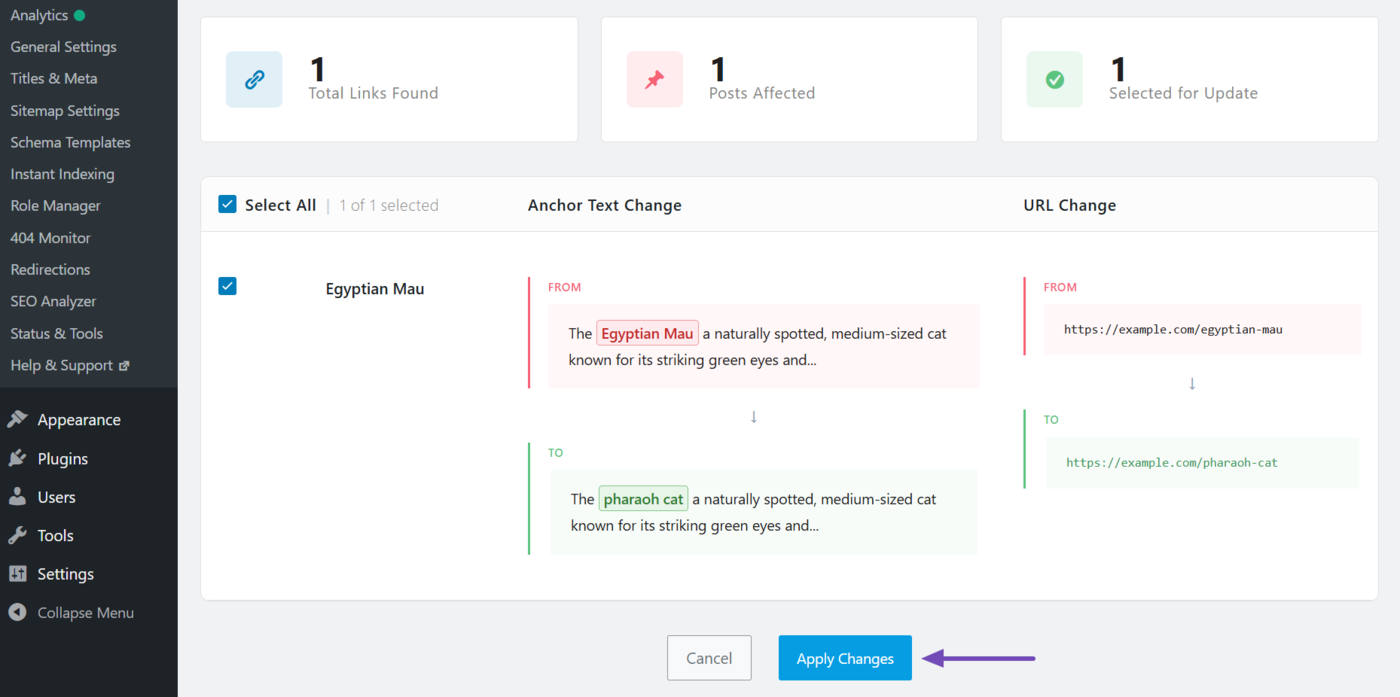 Preview the changes and click apply