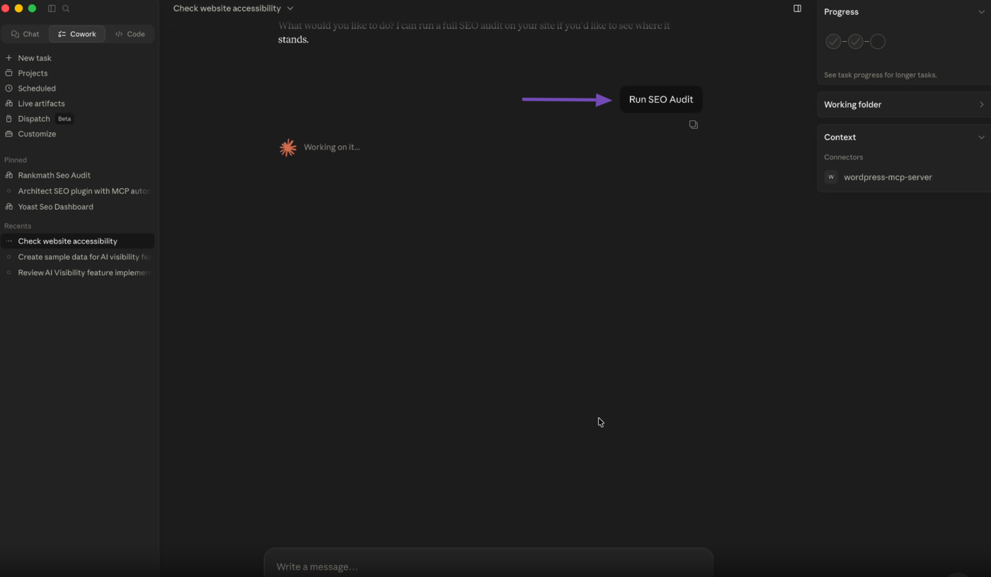 Prompt your AI assistant to run an SEO audit