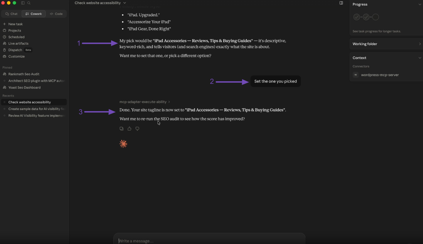 Sample of the site tagline fixed using Rank Math MCP