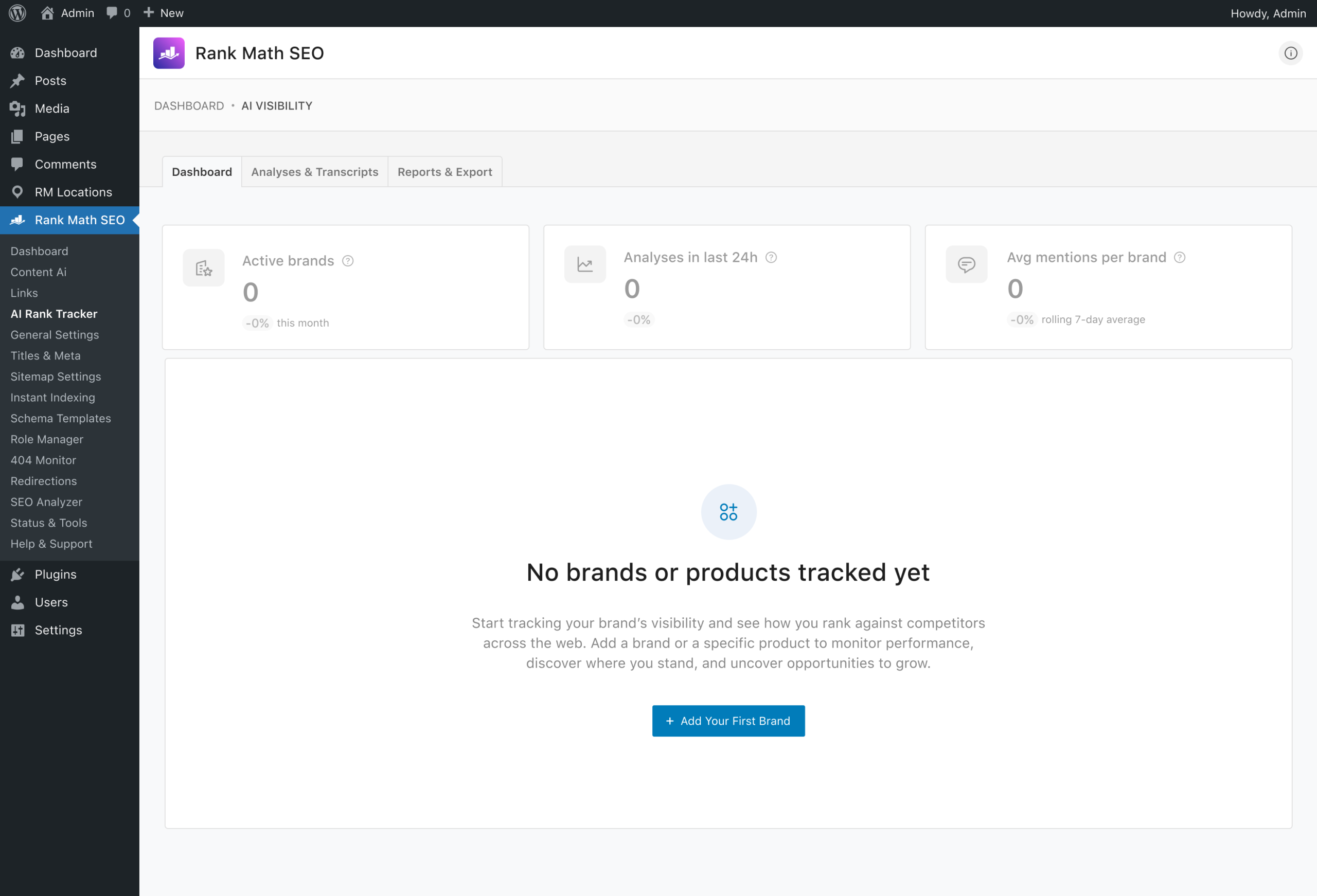 Introducing AI Visibility Tracking in Rank Math 6 Add first Brand