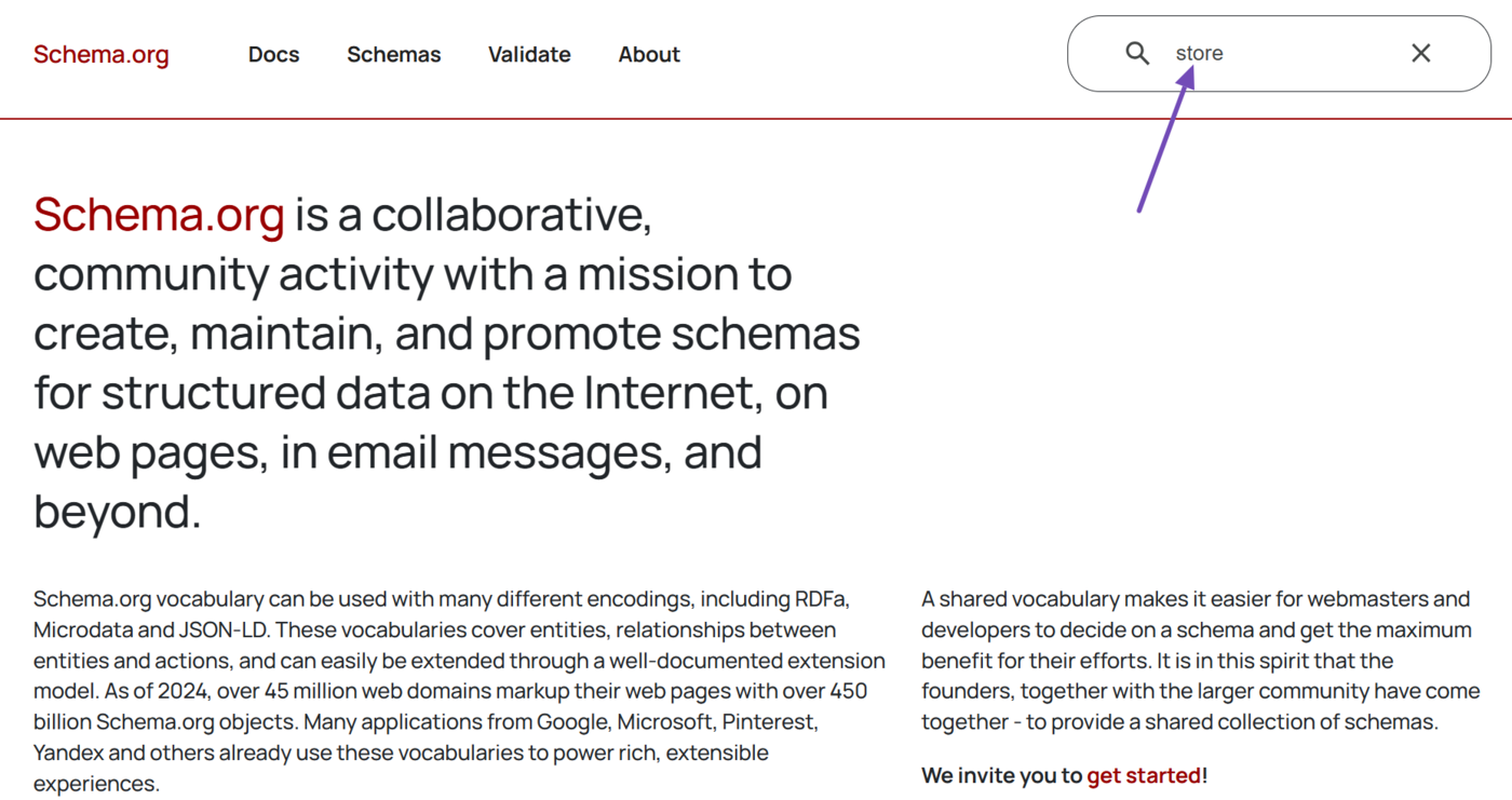 Head to schema.org and enter the property name