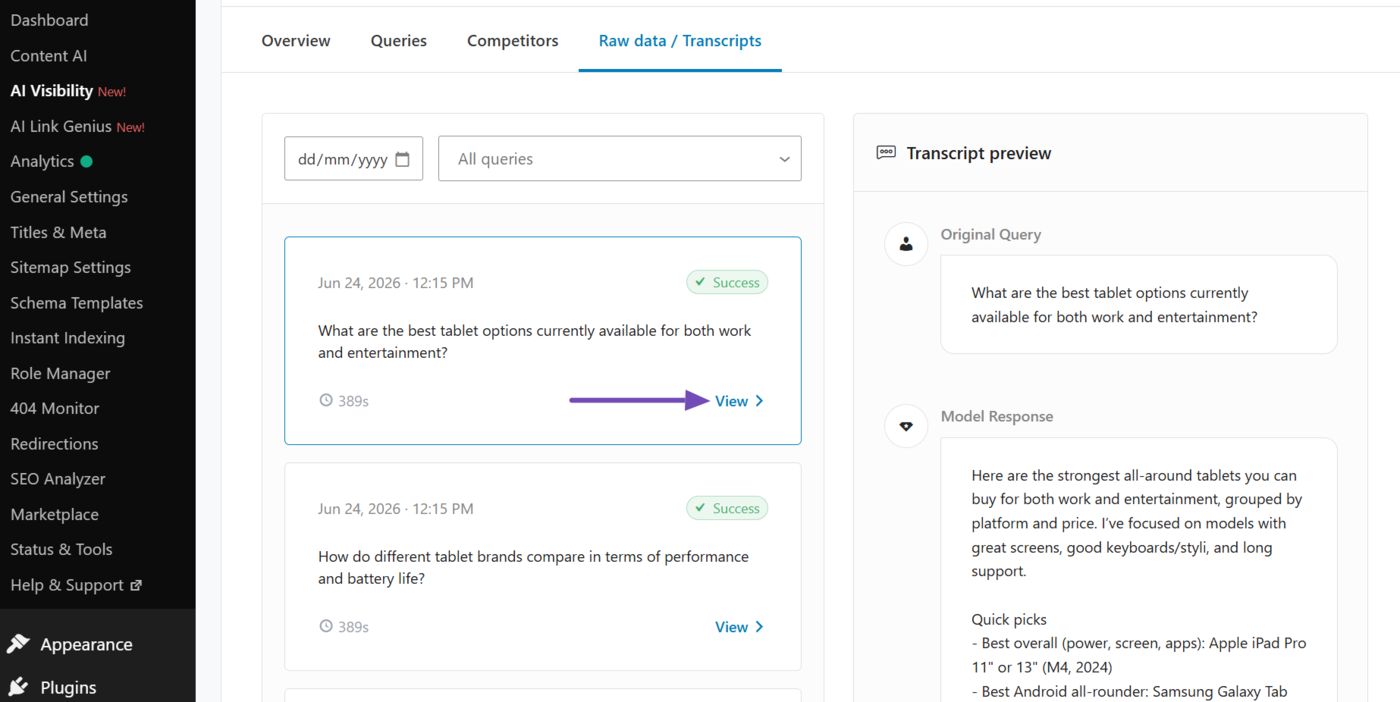 Head to the query to review and click View