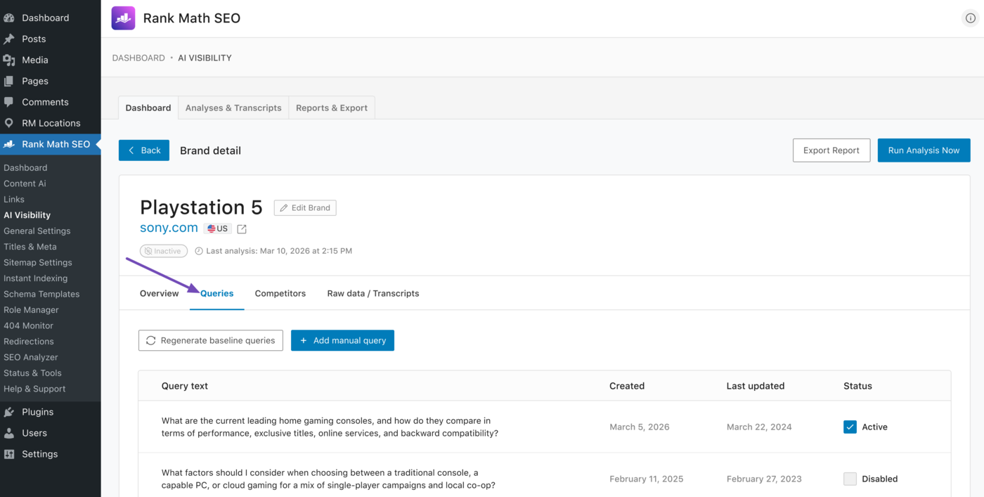 Overview of the AI Visibility Dashboard Queries