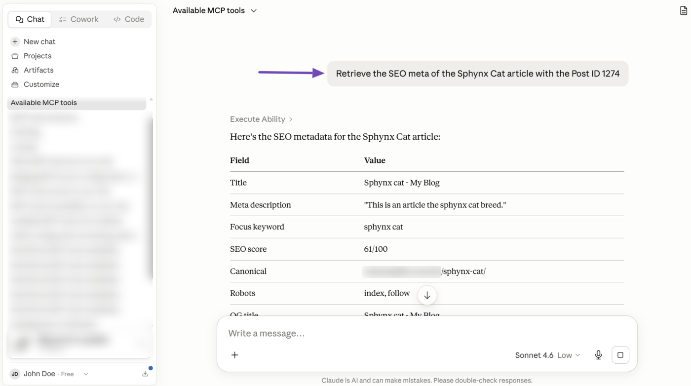 Overview of the Get Post SEO Meta MCP tool in Rank Math