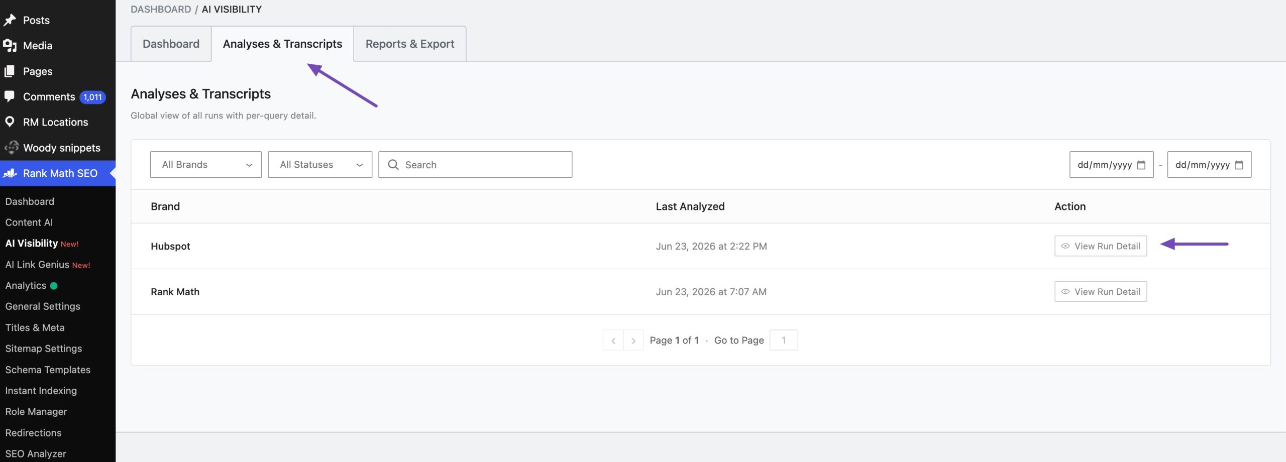 Introducing AI Visibility Tracking in Rank Math 18 analyses transcripts rm scaled