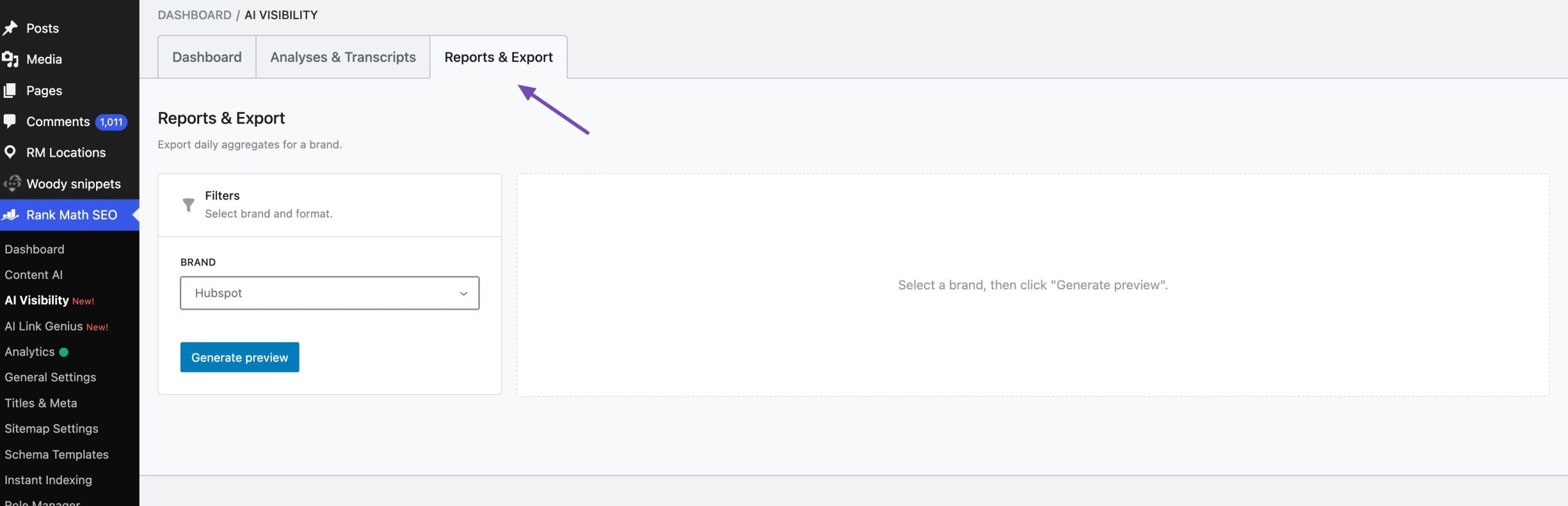 Introducing AI Visibility Tracking in Rank Math 22 Reports & Exports section in AI Visibility