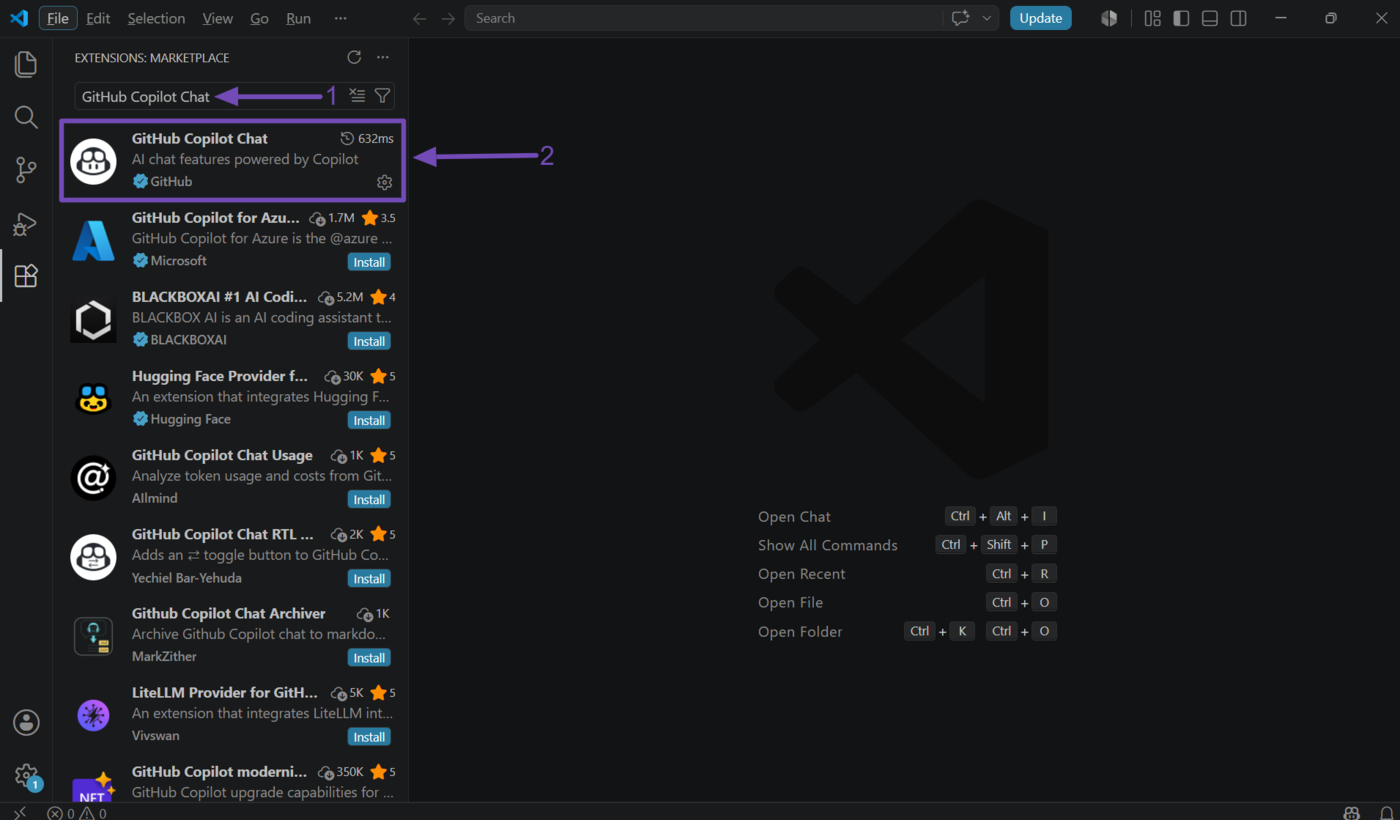 Click on GitHub Copilot Chat