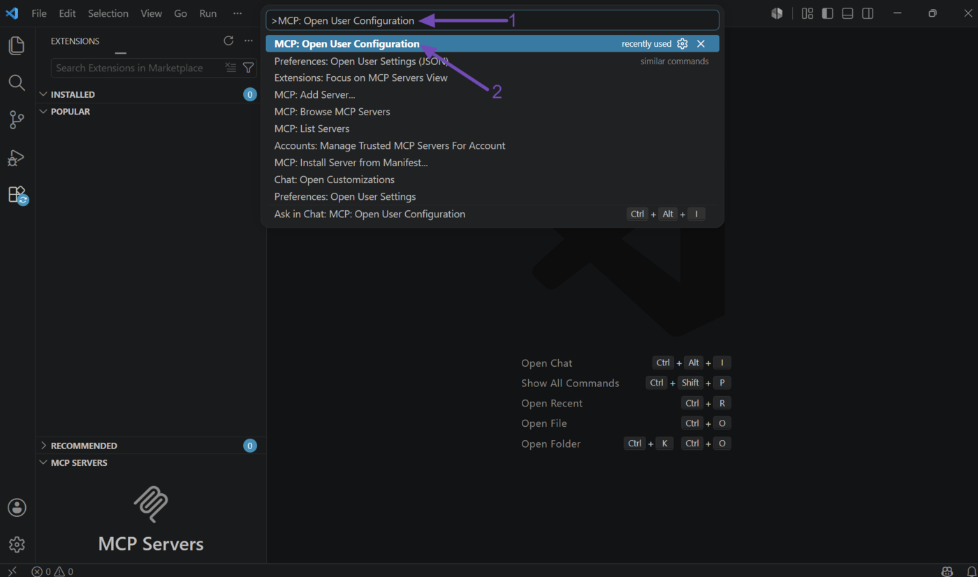 Click on MCP Open User Configuration