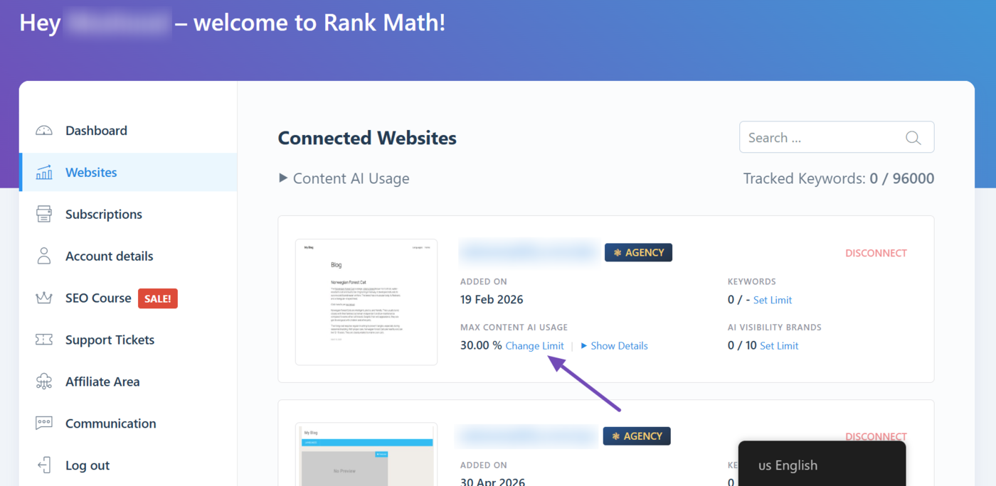 Head to the website and click Change Limit