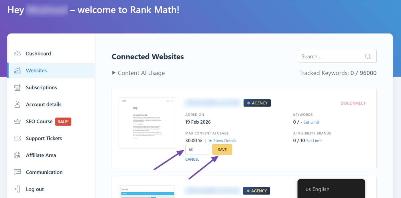 Increase the assigned limit and click Save