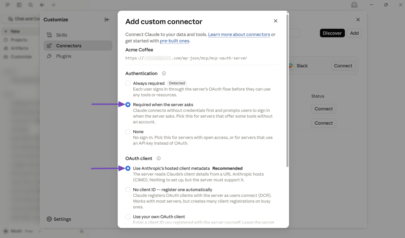 Add custom connector