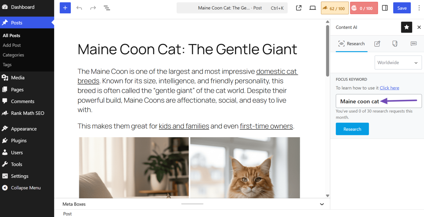 Overview of the Content AI Keyword Research options