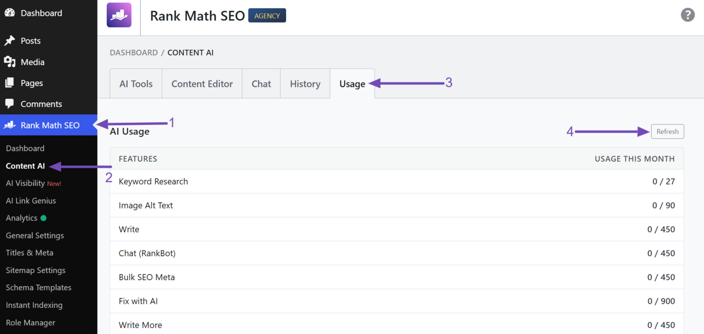 Overview of the usage limit on your WordPress site
