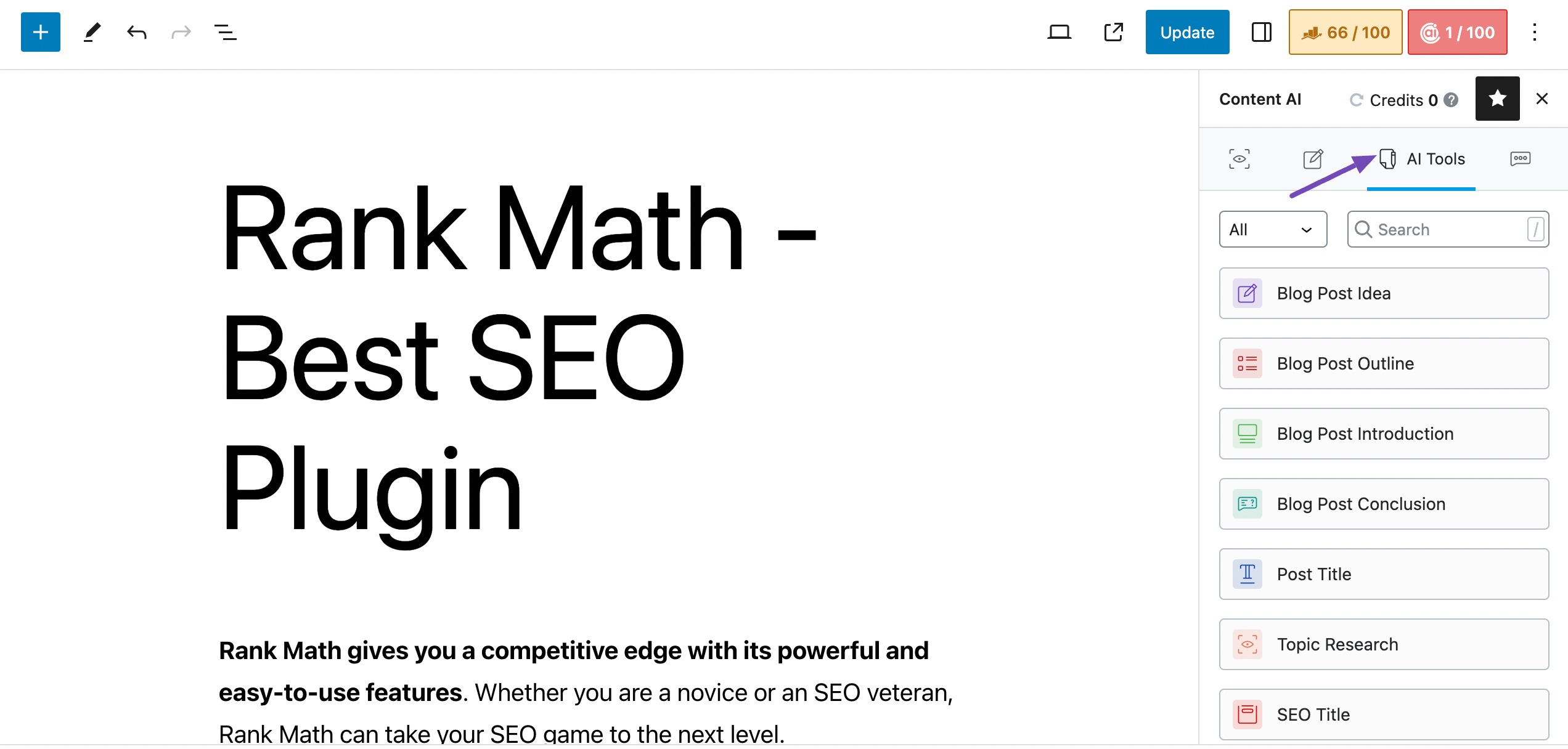 A Comprehensive Guide » Rank Math 4 Content AI Tools in Rank Math