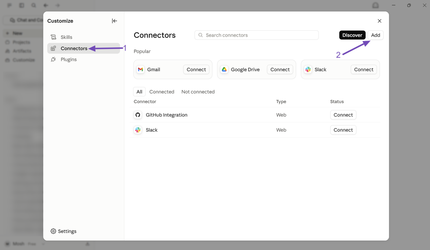 Click Connectors and then click Add