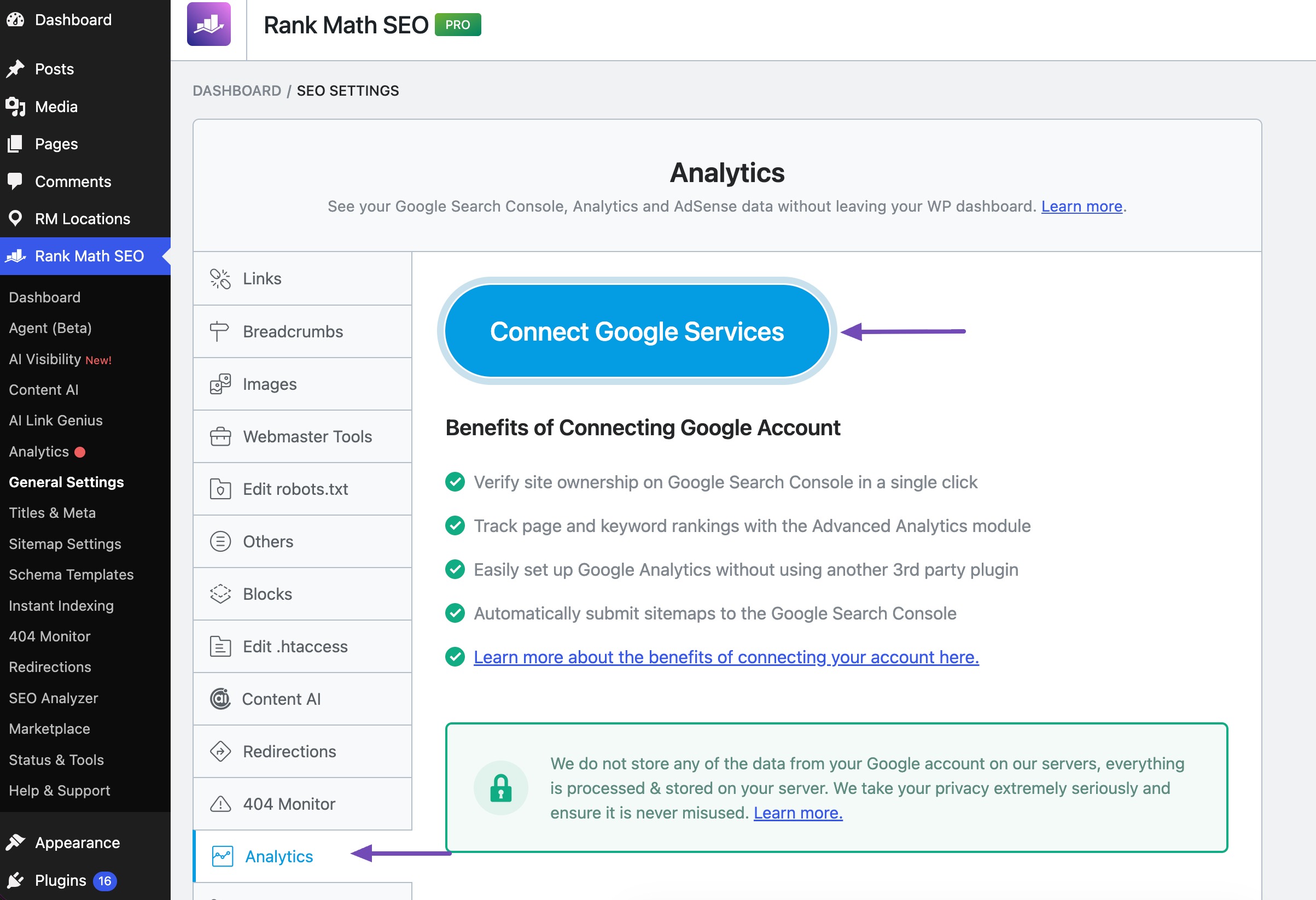 Connect Google Services in Rank Math- Google Search Console plugins