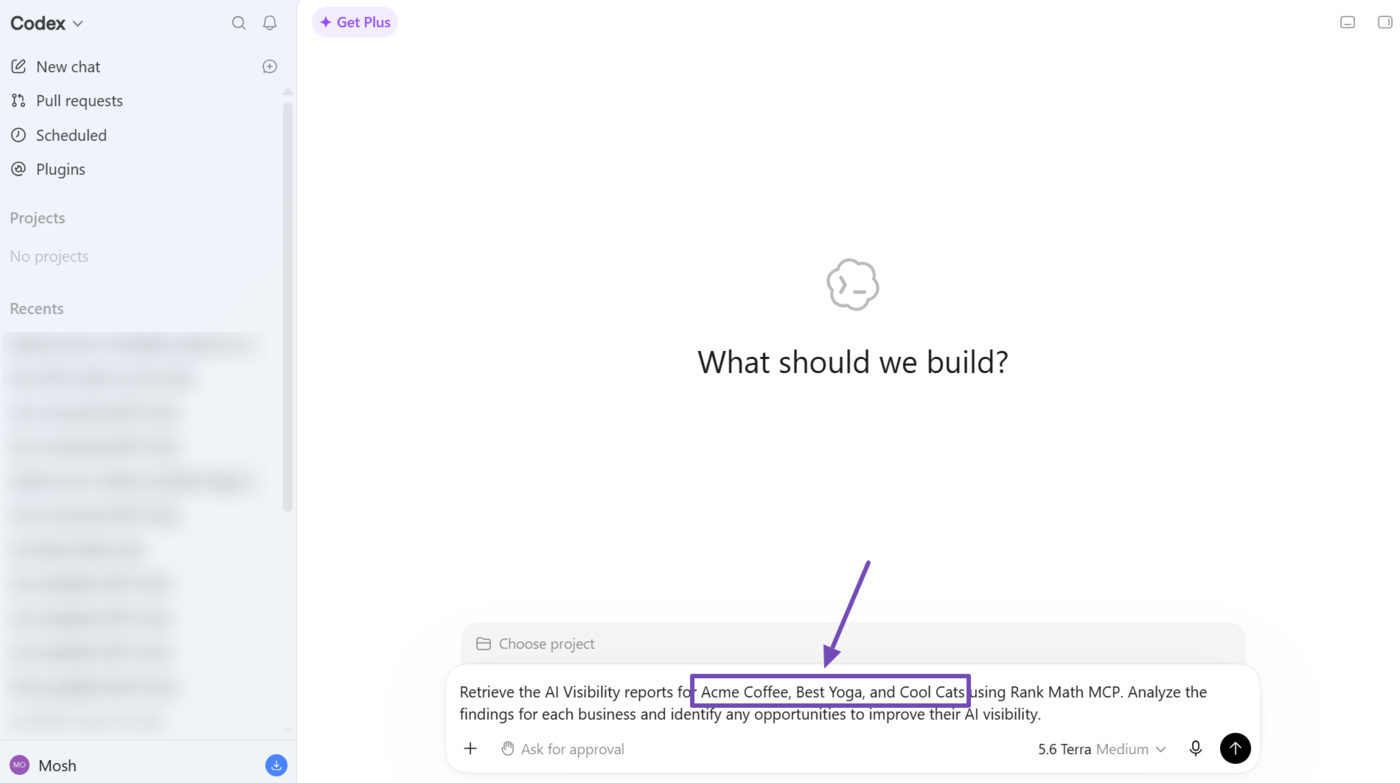 A sample of a user referencing their site in their AI assistant