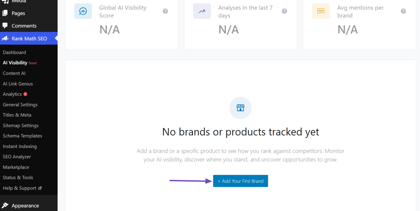Click Add your first brand to add a brand to Gemini