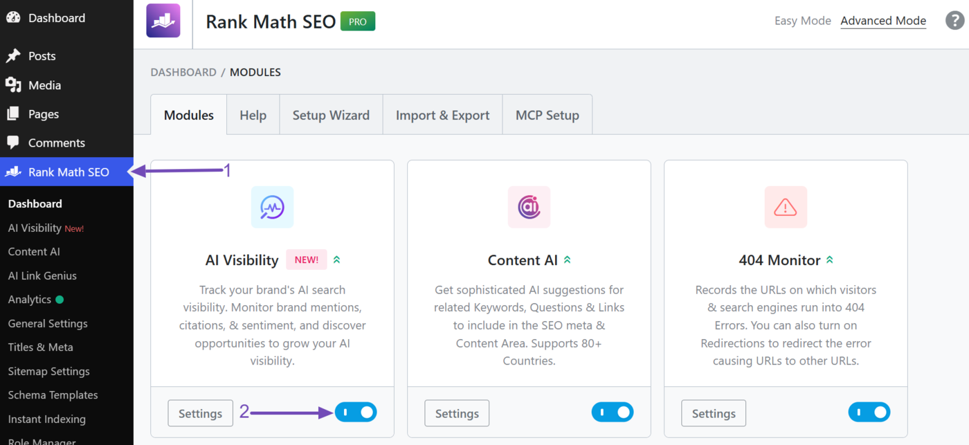 Enable the AI Visibility module