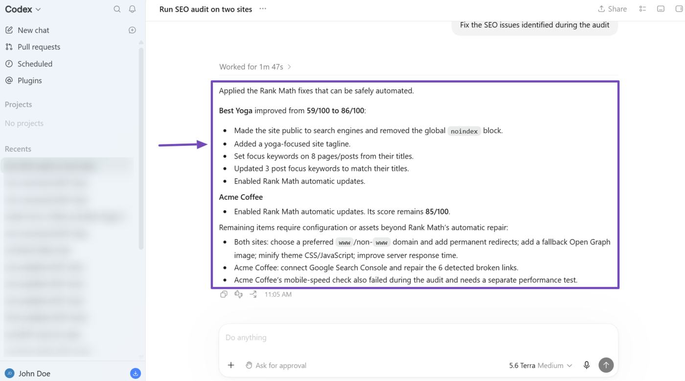 Overview of SEO issues fixed by Rank Math