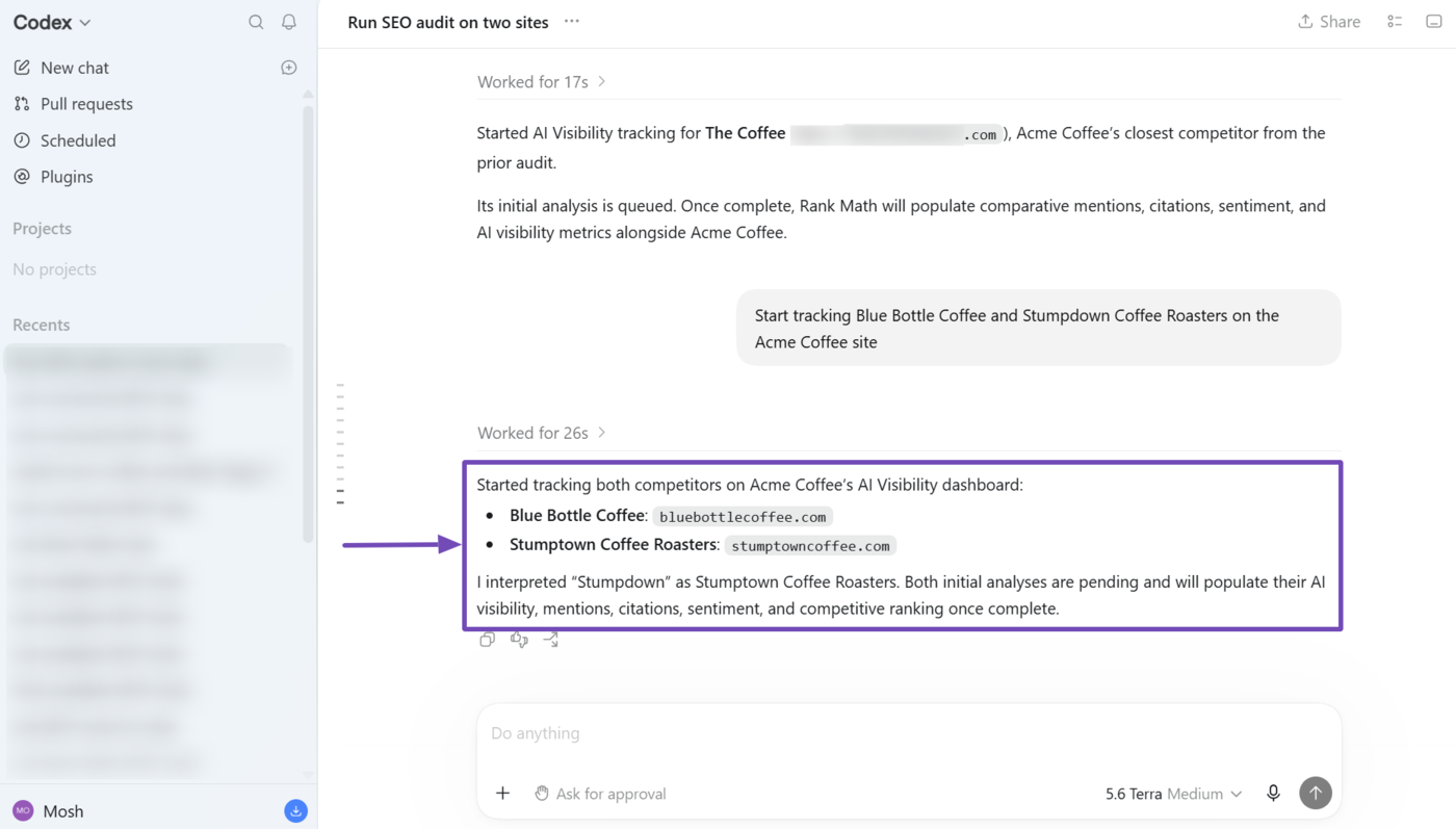 Overview of a brand tracking applied using Rank Math