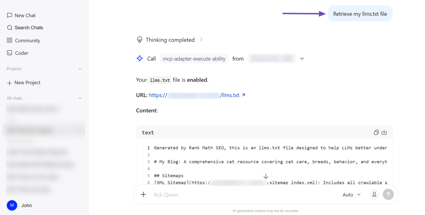 Overview of the Get llms.txt MCP tool