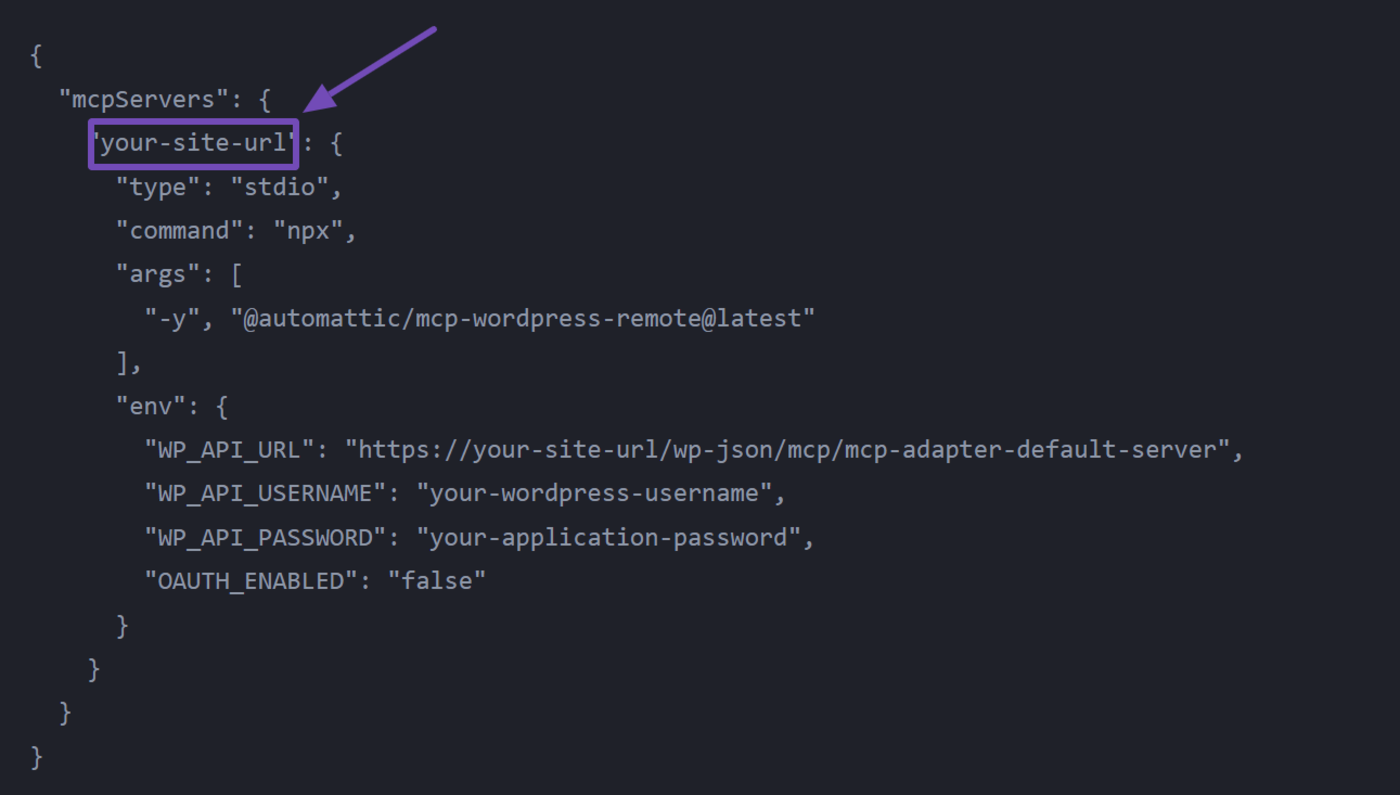 Sample of the MCP Name placeholder